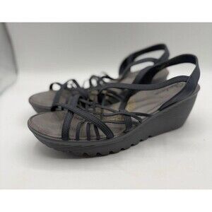 Skechers Parallel Crossed Wires Strappy Wedge Sandals Womens Size 11 Gray